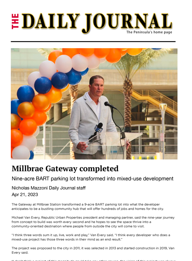 4-21-23 millbrae gateway completion the daily journal PVC poster copy